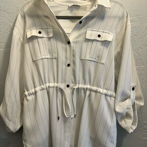 Calvin Klein White Striped Blouse